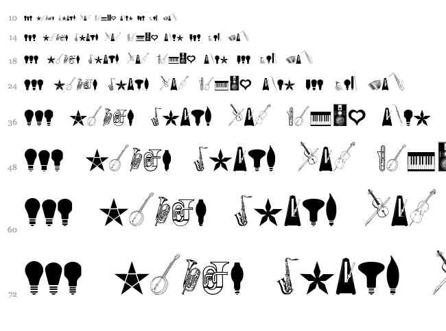 Cornucopia of Dingbats Eight font waterfall
